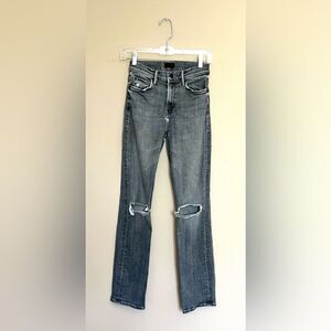 MOTHER Distressed Cutout Straight Jeans